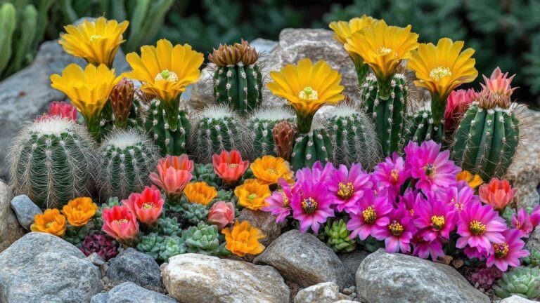 Ejemplo de jardín xerófilo en una casa con plantas mediterráneas de bajo consumo de agua.