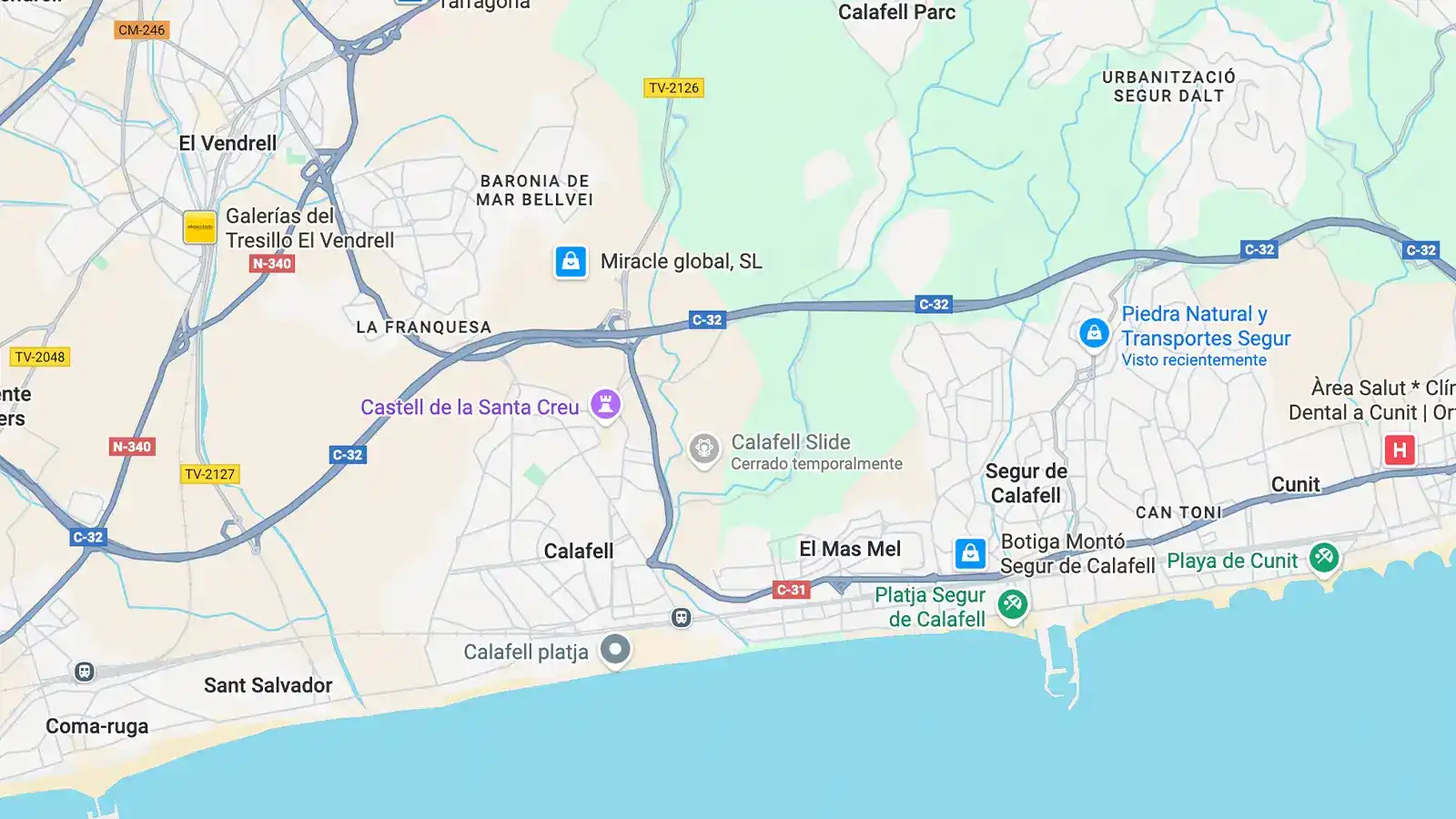 Jardineros en Segur de Calafell | Imagen de mapa en zonas de servicio